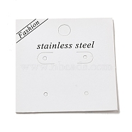 Paper Display Card with Word Stainless Steel, Used For Earrings, Square, White, 5.5x5.5x0.05cm(CDIS-L009-10)