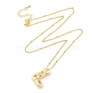 Brass Micro Pave Clear Cubic Zirconia Pendant Necklaces, Letter L, 17.72 inch(450mm), Letter L: 21x16mm(NJEW-Z038-01G-L)