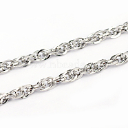 304 Stainless Steel Rope Chains, Unwelded, Stainless Steel Color, 0.6mm, Link: 4.5x3.5x0.6mm(CHS-L001-133-0.6mm)