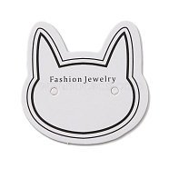 100Pcs Cat Head Shape Paper Jewelry Earring Display Cards, White, 3.5x3.5x0.05cm(AJEW-Z021-03B)