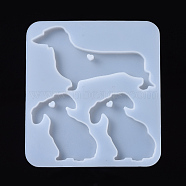 Dog Pendant Silhouette Silicone Molds, Resin Casting Molds, For UV Resin, Epoxy Resin Jewelry Making, White, 104x95.5x5.5mm, Dog: 47.5x70mm and 47.5x32.5mm(DIY-I026-12)