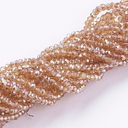 Electroplate Glass Beads Strands, Full Rainbow Plated, Faceted, Rondelle, Orange, 3x2mm, Hole: 0.8~1mm, about 165~169pcs/strand, 15.7~16.1 inch(40~41cm)(GLAA-F078-FR06)