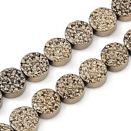 Electroplated Synthetic Non-magnetic Hematite Beads Strands, Flat Round, Coffee Plated, 8x3.5mm, Hole: 0.6mm, about 49pcs/strand, 15.87''(40.3cm)(G-H072-F01-01A)