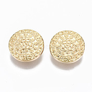 Brass Shank Buttons, Nickel Free, Flat Round, Real 18K Gold Plated, 17x6mm, Hole: 2mm(KK-S356-110G-NF)