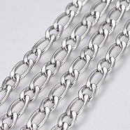 304 Stainless Steel Figaro Chains, Unwelded, Stainless Steel Color, 5.5~7.5x3.5~4x1mm(CHS-G005-D-02P)