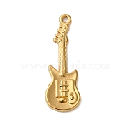 Ion Plating(IP) 304 Stainless Steel Pendants, Guitar Charm, Real 18K Gold Plated, 31x11x2mm, Hole: 1.6mm(STAS-N103-51G)