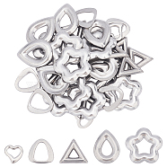 Unicraftale 40Pcs 5 Style 304 Stainless Steel Linking Rings, Pendants Accessories, Mixed Shapes, Stainless Steel Color, 8pcs/style(STAS-UN0023-67)