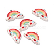 Opaque Resin Pendants, with Platinum Tone Iron Loops, Rainbow with Cloud, Colorful, 25.5x41x5mm, Hole: 2mm(RESI-G040-C02-A)