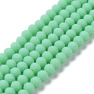 Glass Beads Strands, Faceted, Frosted, Rondelle, Medium Spring Green, 2.9~3.3mm, Hole: 1mm, about 145~150pcs/strand, 34~35cm(EGLA-A034-P2mm-MD14)