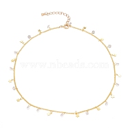 Brass Curb Chains Necklaces, with Star Brass Charms, Diamond Shape Cubic Zirconia Charms and Brass Spring Ring Clasps, Golden, 16 inch(40.5cm)(NJEW-JN03204)