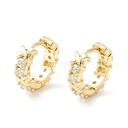 Clear Cubic Zirconia Chunky Hinged Hoop Earrings for Women, Real 18K Gold Plated Brass Jewelry, Cadmium Free & Nickel Free & Lead Free, Real 18K Gold Plated, 12x4mm, Pin: 0.7mm(EJEW-P196-24G)