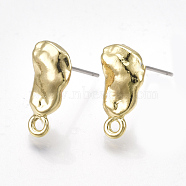 Alloy Stud Earring Findings, with Loop and Steel Pins, Light Gold, 14.5x7mm, Hole: 1.5mm, Pin: 0.7mm(X-PALLOY-T065-34)