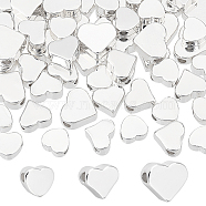 Elite 60Pcs 3 Style Brass Beads, Heart, Silver, 4.5~6x5~7x2~3mm, Hole: 1.2~1.4mm, 20pcs/style(KK-PH0006-37)