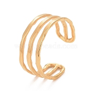 Ion Plating(IP) 304 Stainless Steel Triple Lines Open Cuff Ring for Women, Golden, US Size 8 1/2(18.5mm)(RJEW-C025-02G)