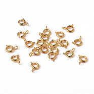 Golden Tone Jewelry Components Brass Spring Ring Clasps, 6mm, Hole: 1.5mm(X-EC095-G)