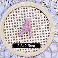 Computerized Embroidery Cloth Self Adhesive Patches, Stick on Patch, Costume Accessories, Letter, Pink, A:28x25mm(FIND-TAC0002-01A)