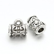 Tibetan Style Alloy Bail Beads Tube Bails, Loop Bails, Cadmium Free & Lead Free, Column, Antique Silver, 7x7x4mm, Hole: 1mm, Inner Diameter: 2mm, about 2440pcs/1000g(PALLOY-E380-05-LF)