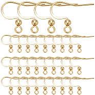 200Pcs 304 Stainless Steel French Earring Hooks, Flat Ear Wire with Ball, Real 18K Gold Plated, 21 Gauge, 15~17x18mm, Hole: 2mm, Pin: 0.7mm(STAS-SC0006-36G)