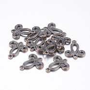 Tibetan Style Alloy Links/Connectors, Cadmium Free & Nickel Free & Lead Free, Red Copper, 22x19x2.5mm, Hole: 2mm(RLF9355Y-NF)