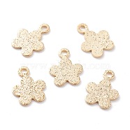 Brass Charms, Flower, Real 24K Gold Plated, 9.5x7.5x0.5mm, Hole: 1.2mm(KK-Y003-09G)