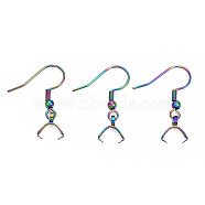 Ion Plating(IP) 304 Stainless Steel Hooks, Ear Wire, with Ice Pick Pinch Bails, Rainbow Color, 19x26~28mm, 21 Gauge, Pin: 0.7mm(STAS-N092-136M)
