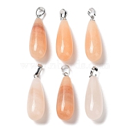Natural Red Aventurine Pendants, with Platinum Brass Findings, Teardrop, 26.5~29x10mm, Hole: 2.5~3.5x4~6mm(G-F707-20)