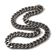 201 Stainless Steel Cuban Link Chain Necklaces, Antique Silver, 19.69 inch(50cm)(NJEW-H033-05A-AS)