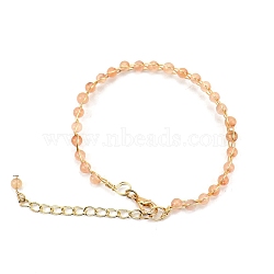 Adjustable Natural Rose Quartz Beaded Bracelet with Lobster Claw Clasp, Brass Wire Wrapped Jewelry for Women, 7-7/8~9-7/8 inch(20~25cm)(PW-WG23015-05)