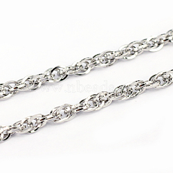 Tarnish Resistant 304 Stainless Steel Rope Chains, Unwelded, Stainless Steel Color, 0.6mm, Link: 4.5x3.5x0.6mm(CHS-L001-133-0.6mm)