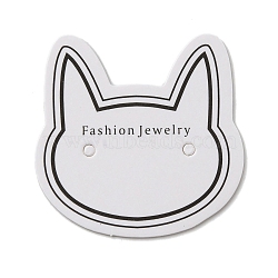 100Pcs Cat Head Shape Paper Jewelry Earring Display Cards, White, 3.5x3.5x0.05cm(AJEW-Z021-03B)