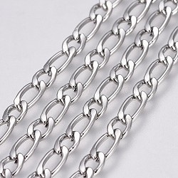 Tarnish Resistant 304 Stainless Steel Figaro Chains, Unwelded, Stainless Steel Color, 5.5~7.5x3.5~4x1mm(CHS-G005-D-02P)