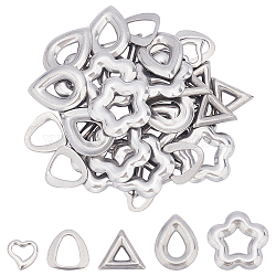 Unicraftale 40Pcs 5 Style 304 Stainless Steel Linking Rings, Pendants Accessories, Mixed Shapes, Stainless Steel Color, 8pcs/style(STAS-UN0023-67)