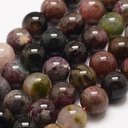 Natural Tourmaline Beads Strands, Round, 6mm, Hole: 1mm, about 60~63pcs/strand, 14.6 inch(37.2cm)(X-G-F514-03-6mm)