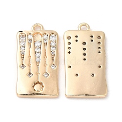 Brass Micro Pave Cubic Zirconia Pendants, Nickel Free, Rectangle, Real 18K Gold Plated, 19x10x2mm, Hole: 1.2mm(KK-C028-41G)