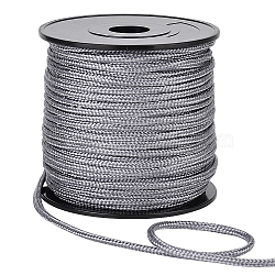 50M Nylon Braided Cords, Round, Slate Gray, 3mm, about 54.68 Yards(50m)/Roll(NWIR-WH0017-007)