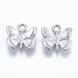 Alloy Charms, Cadmium Free & Lead Free, Butterfly, Platinum, 12x12.5x3mm, Hole: 1.8mm(X-PALLOY-T073-04P-RS)