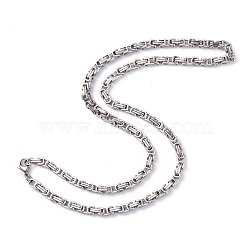 201 Stainless Steel Byzantine Chain Necklaces, with Lobster Claw Clasps, Stainless Steel Color, 23.22~23.62 inch(59~60cm), 5mm(NJEW-I248-03A-P)