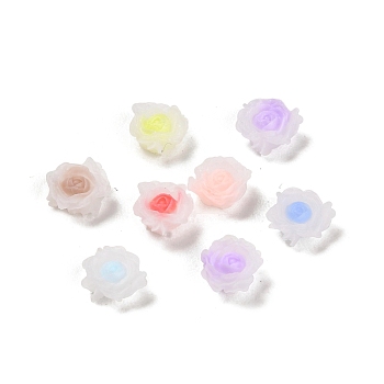 Luminous Resin Decoden Cabochons, Glow in the Dark Flower, Mixed Color, 7.5x7x3mm