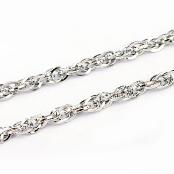 304 Stainless Steel Rope Chains, Unwelded, Stainless Steel Color, 0.6mm, Link: 4.5x3.5x0.6mm