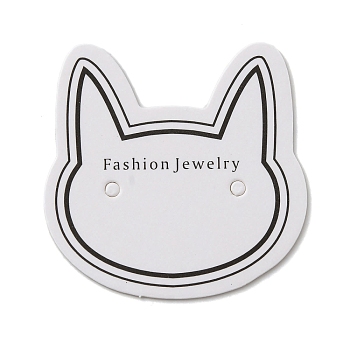 100Pcs Cat Head Shape Paper Jewelry Earring Display Cards, White, 3.5x3.5x0.05cm