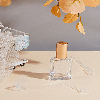 1Pc Glass Spray Bottles, Liqiud Bottle, with 1Pc Plastic Funnel Hopper & 1Pc Pump & 1Pc Transfer Pipettes, Golden, 2.35x4.4x11.4cm, Capacity: 30ml(1.01fl. oz)