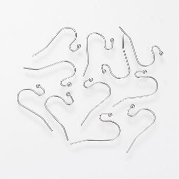 304 Stainless Steel Earring Hooks, Ear Wire, Stainless Steel Color, 20~22x11.5x0.5mm, ball: 1.5mm, 22 Gauge, Pin: 0.6mm
