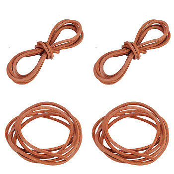 Cowhide Cord Shoelaces, for Shoe Accessories, Flat, Sienna, 1400x3.5x3.5mm