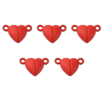 Alloy Magnetic Clasps, Heart, Red, 15x9.5x6mm, Hole: 1.5mm