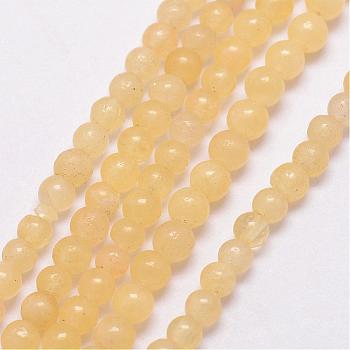 Natural Honey Jade Bead Strands, Round, 3~3.5mm, Hole: 0.7mm, about 115~125pcs/strand, 16 inch