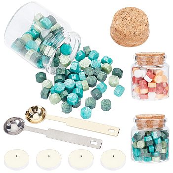 CRASPIRE DIY Wax Seal Stamp Kits, Including Sealing Wax Particles, Candle, Stainless Steel Spoon, Mixed Color, Sealing Wax Particles: 0.9cm, 2 colors, 90pcs/color, 180pcs