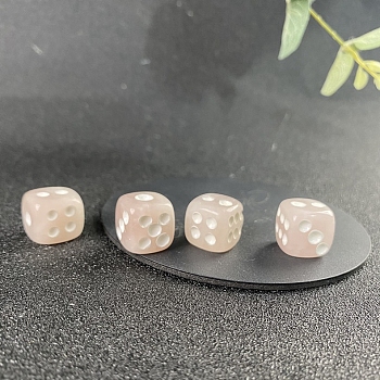 Natural Rose Quartz Classical 6-sided Dice, Reiki Energy Stone Toy, Cube, 15x15x15mm