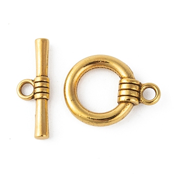 Tibetan Style Toggle Clasps, Cadmium Free & Nickel Free & Lead Free, Ring, Antique Golden, 18x13.8x2.5mm, Hole: 5mm