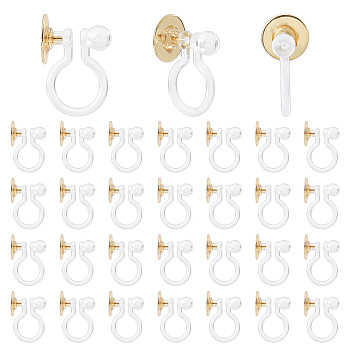 DICOSMETIC 60Pcs Plastic Clip-on Earring Components, with Stainless Steel Round Flat Pad, Golden, 12x9x6mm, Tray: 6mm