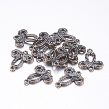 Tibetan Style Alloy Links/Connectors, Cadmium Free & Nickel Free & Lead Free, Red Copper, 22x19x2.5mm, Hole: 2mm
